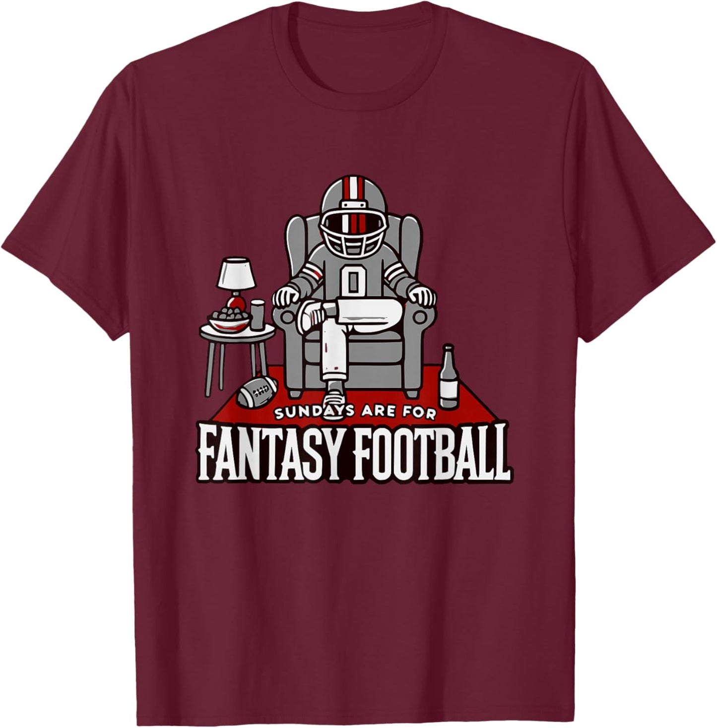 Funny Sundays for Fantasy Football Party Fans T-Shirt - T-Shirt | Maroon