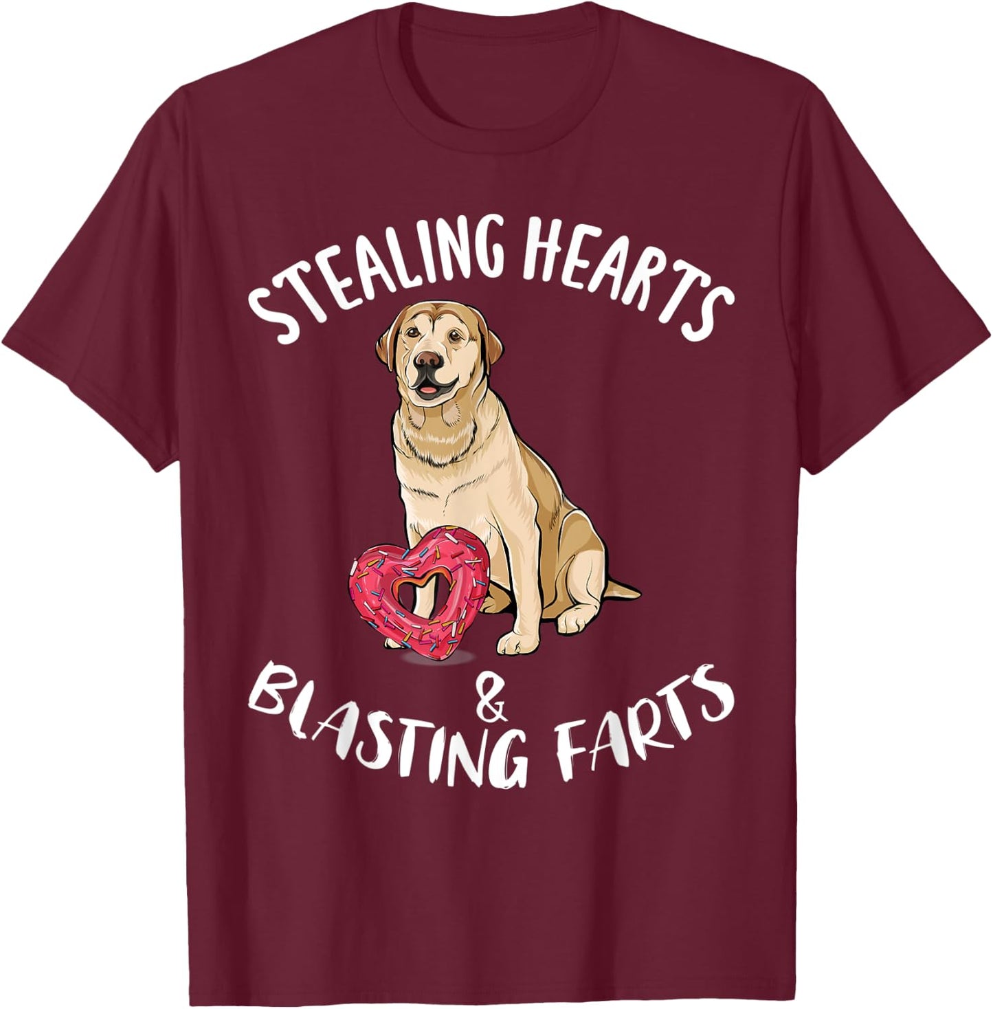 Stealing Hearts Blasting Farts Labrador Retriever Valentines T-Shirt - T-Shirt | Maroon