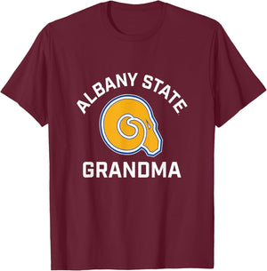 Albany State University Golden Rams Arched Grandma T-Shirt - T-Shirt | Maroon