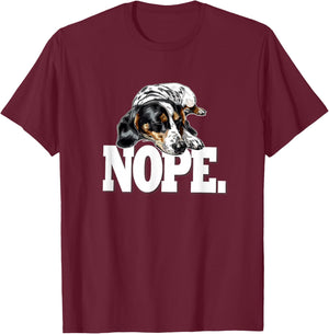 Funny Napping NOPE Piebald Dachshund Lover T-Shirt - T-Shirt | Maroon