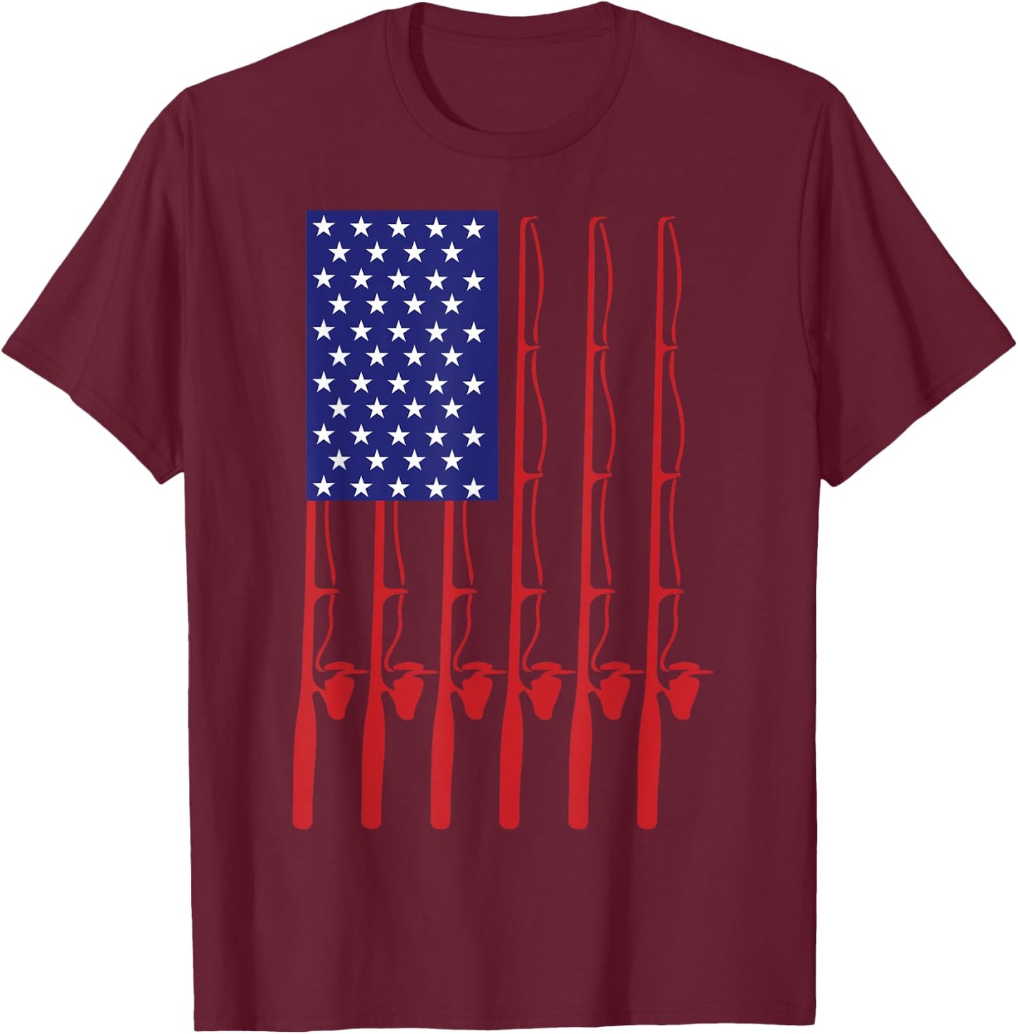 Fathers Day Fishing flag Fishing T-Shirt - T-Shirt | Maroon