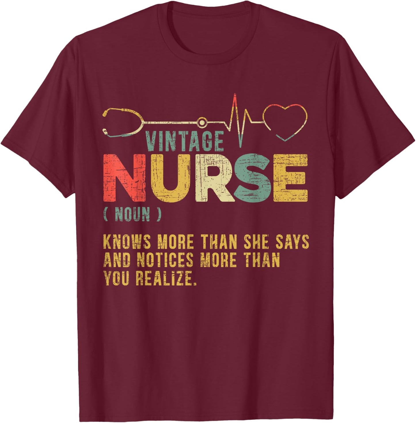 Vintage Nurse Definition Hospital Medical Registered Nursing T-Shirt - T-Shirt | Maroon