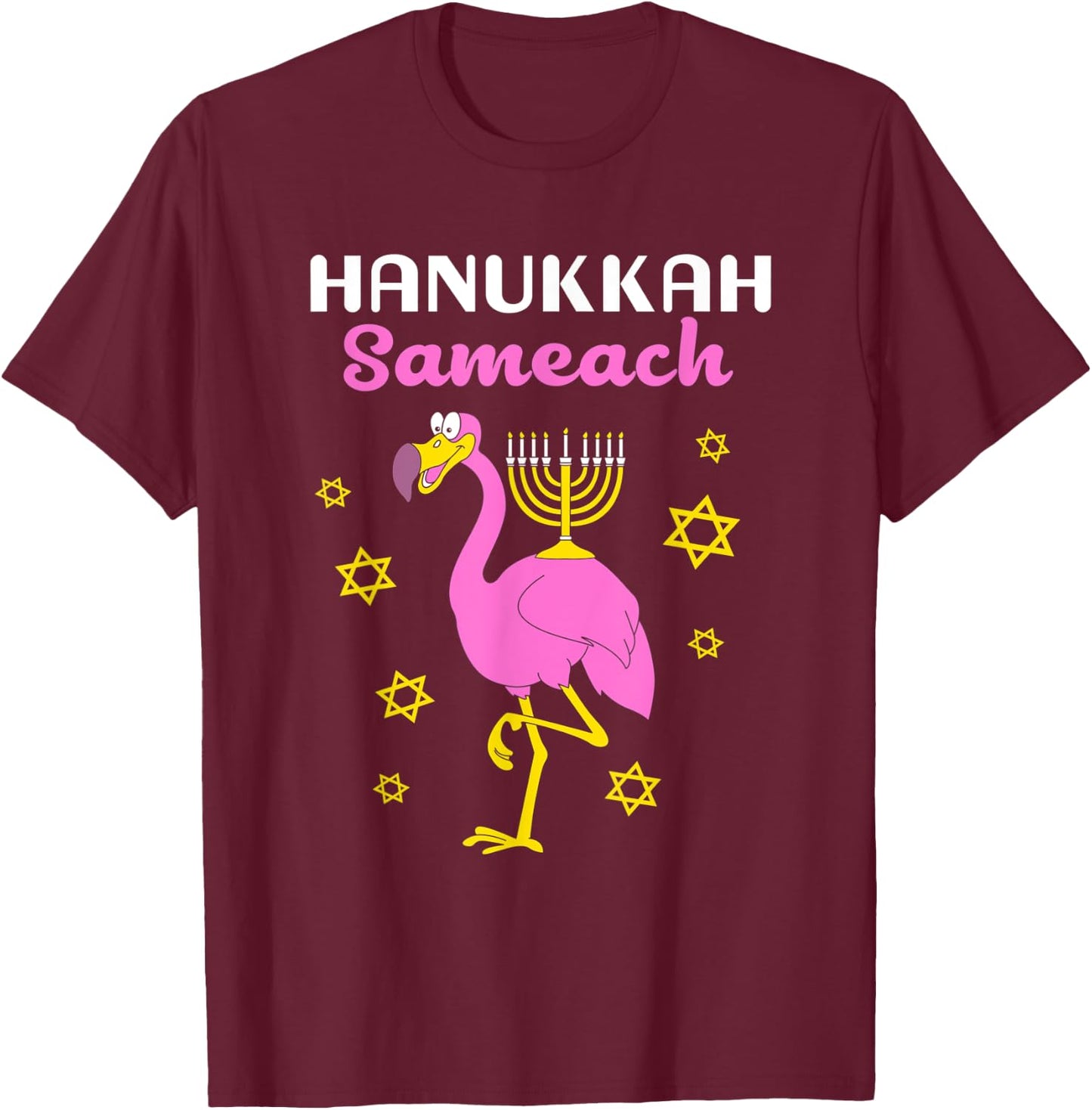 Hanukkah Flamingo Hanukkah Sameach T-Shirt - T-Shirt | Maroon