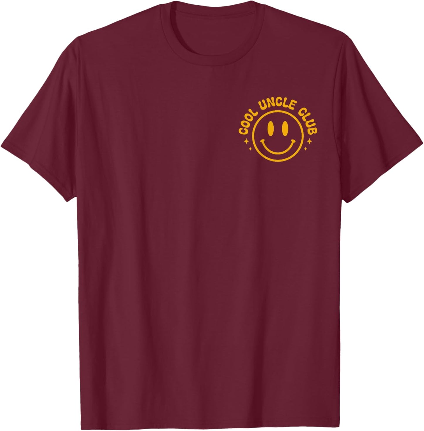 Cool Uncle Club Father's Day Groovy Smile Face Uncle T-Shirt - T-Shirt | Maroon