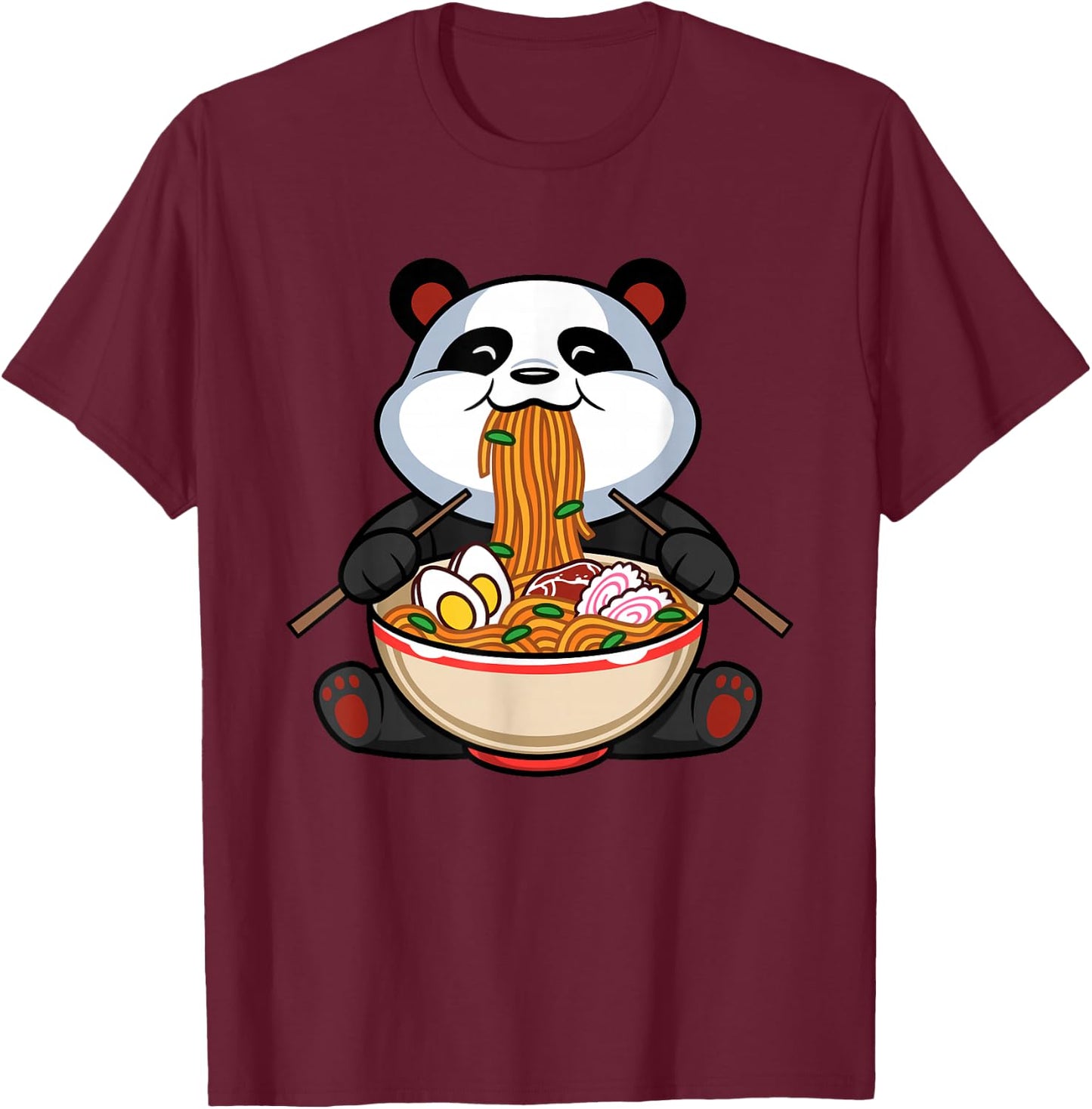Awesome Otaku Japanime Lover Outfit Men Women Kids Funny Cute Kawaii Panda Ramen Noodles Japanese Anime Gift T-Shirt - T-Shirt | Maroon