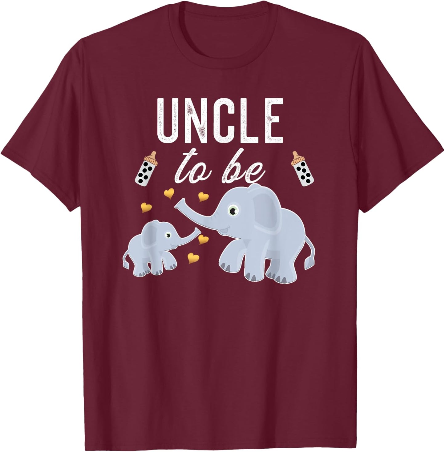 Uncle To Be Elephant Baby Shower Uncle Cute T-Shirt - T-Shirt | Maroon