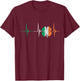 Ireland Shamrock Heartbeat EKG Pulse Irish Lucky Charm T-Shirt - T-Shirt | Maroon