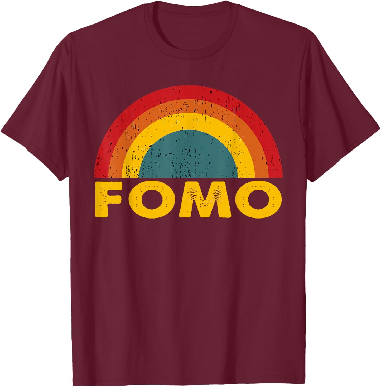 FOMO Vintage Rainbow T-Shirt - T-Shirt | Maroon