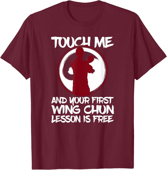Wing Chun I Yin Yang Wooden Dummy Butterfly Swords Kung Fu T-Shirt - T-Shirt | Maroon