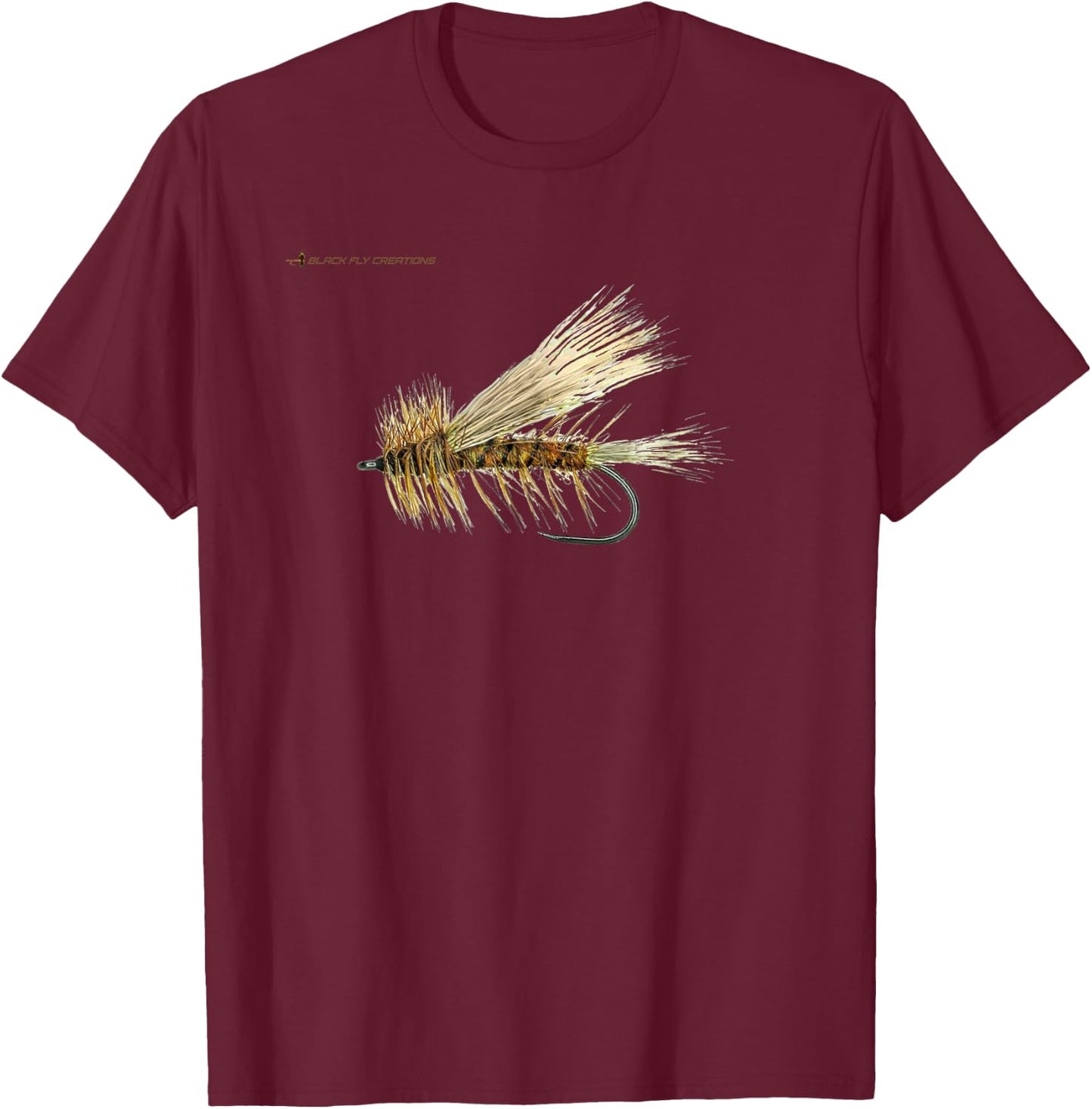 Dry Fly Stimulator Fly Fishing Shirts by Black Fly T-Shirt - T-Shirt | Maroon