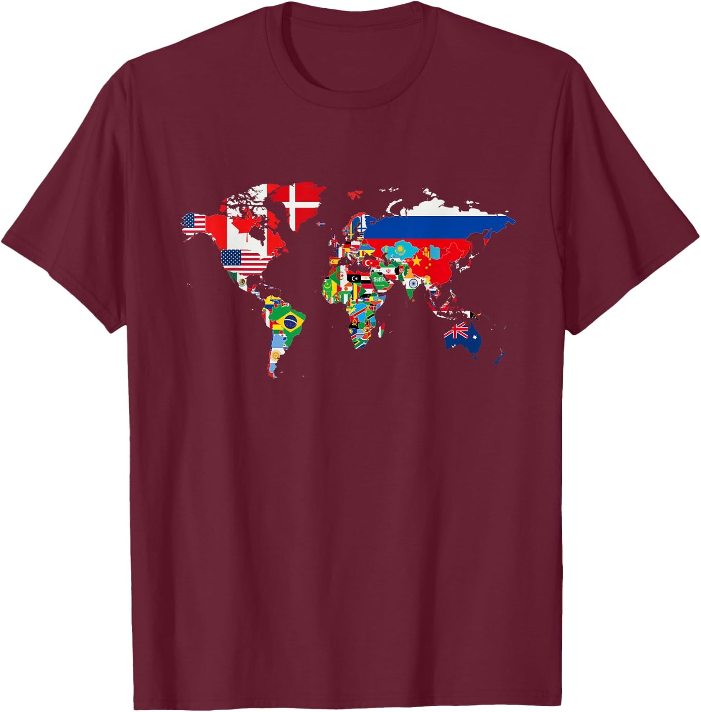 International world flags and world map for children T-Shirt - T-Shirt | Maroon