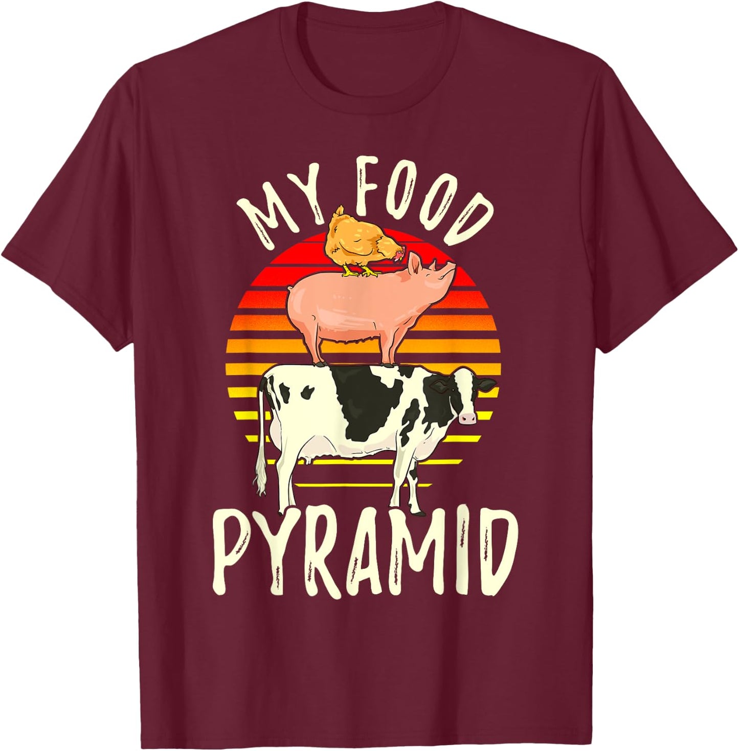 My Food Pyramid Meat Eater Carnivore Diet Food Nutrition Fun T-Shirt - T-Shirt | Maroon