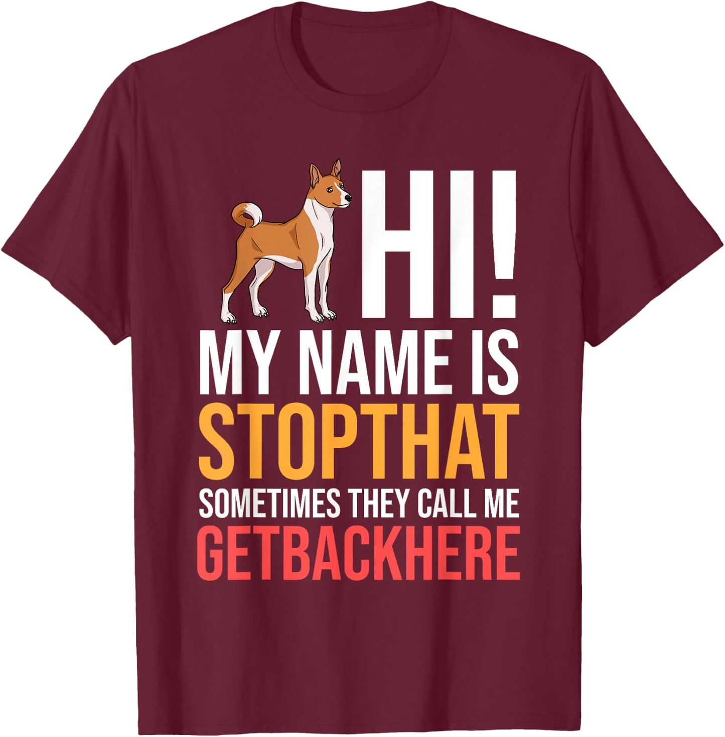 Basenji Dog Puppies Owner Lover Men Women Girls Kids T-Shirt - T-Shirt | Maroon
