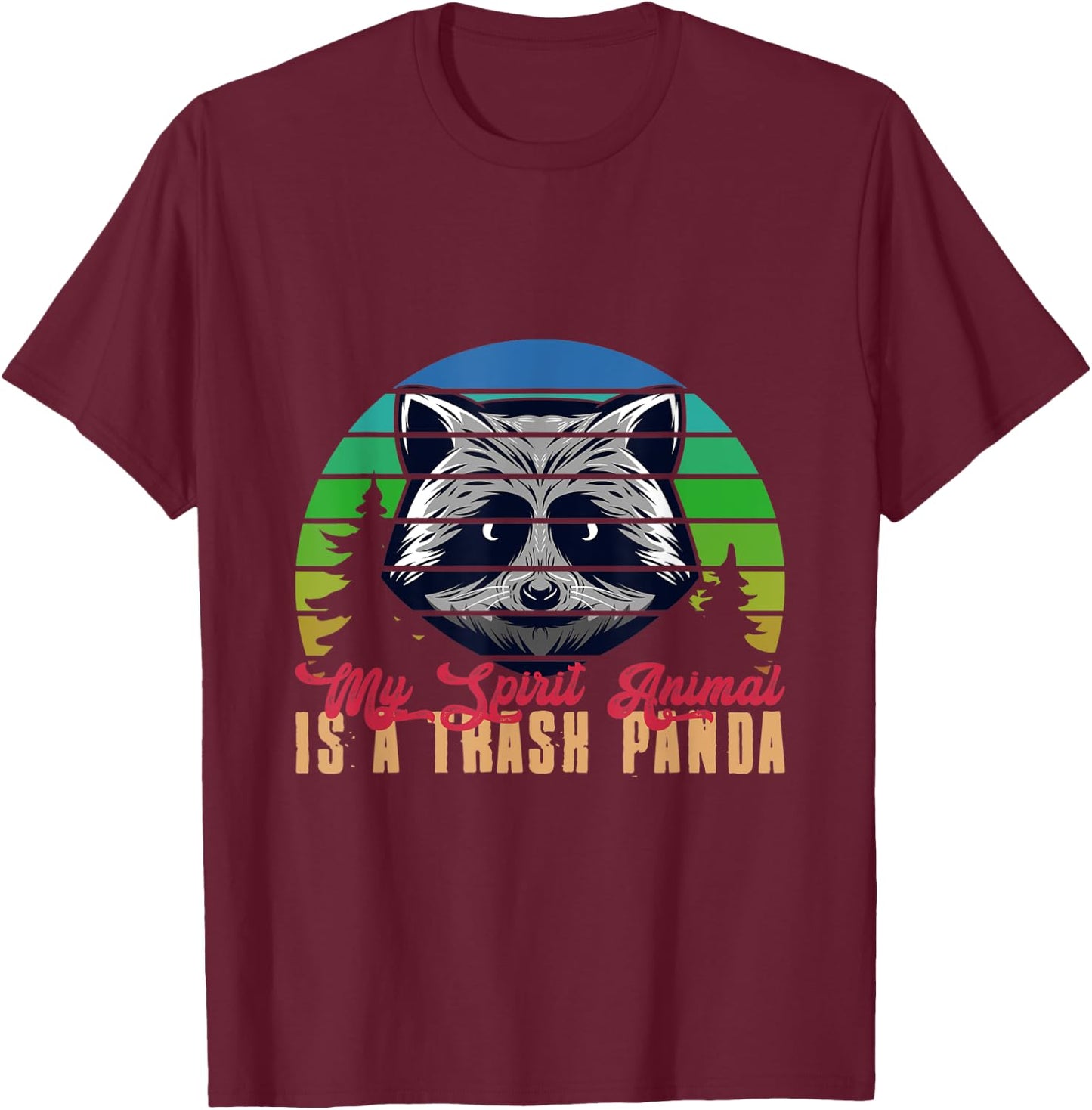 My Spirit Animal Is A Trash Panda Retro Racoon T-Shirt - T-Shirt | Maroon