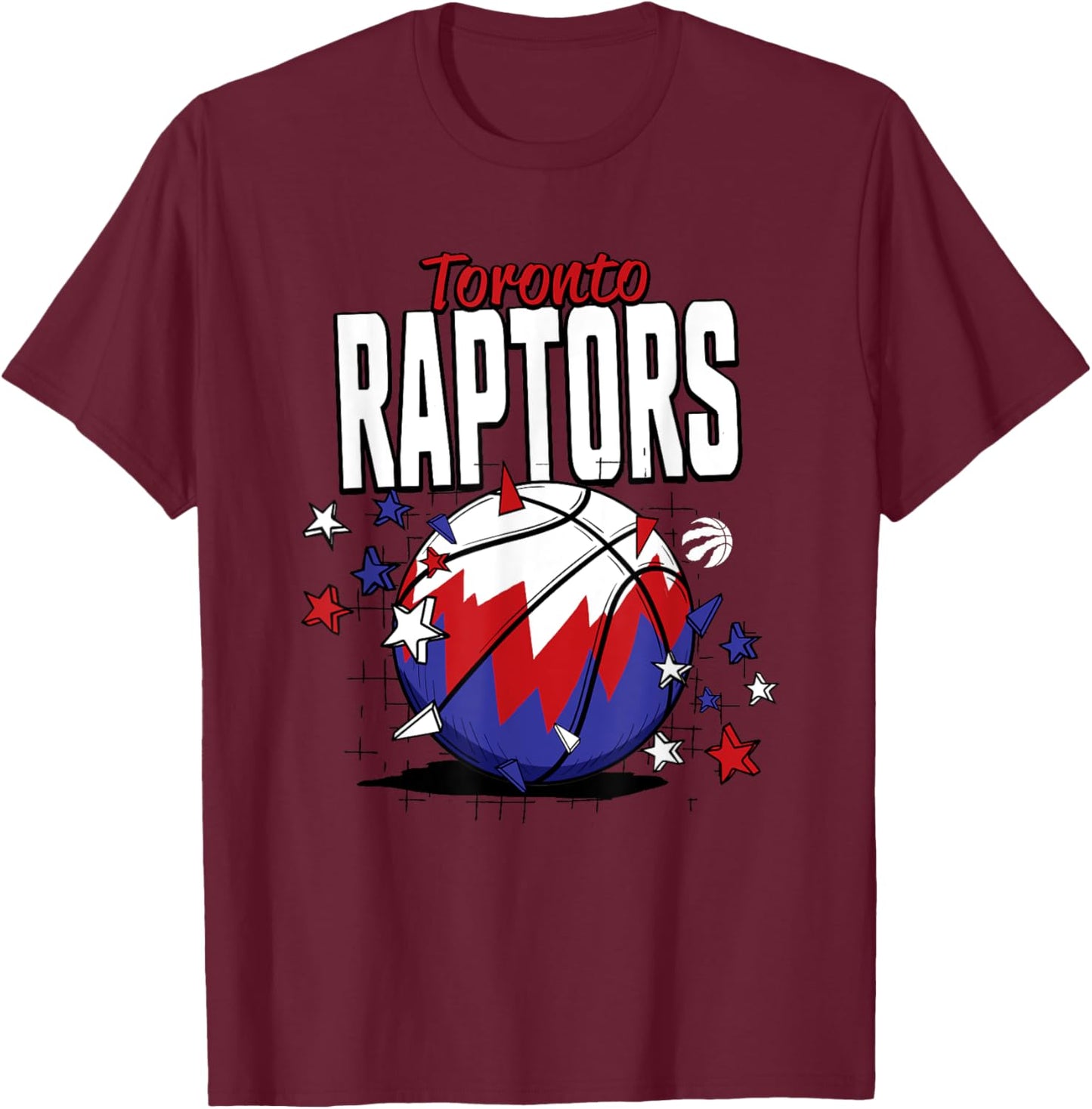 NBA Toronto Raptors Basketball Doodle Stars T-Shirt - T-Shirt | Maroon