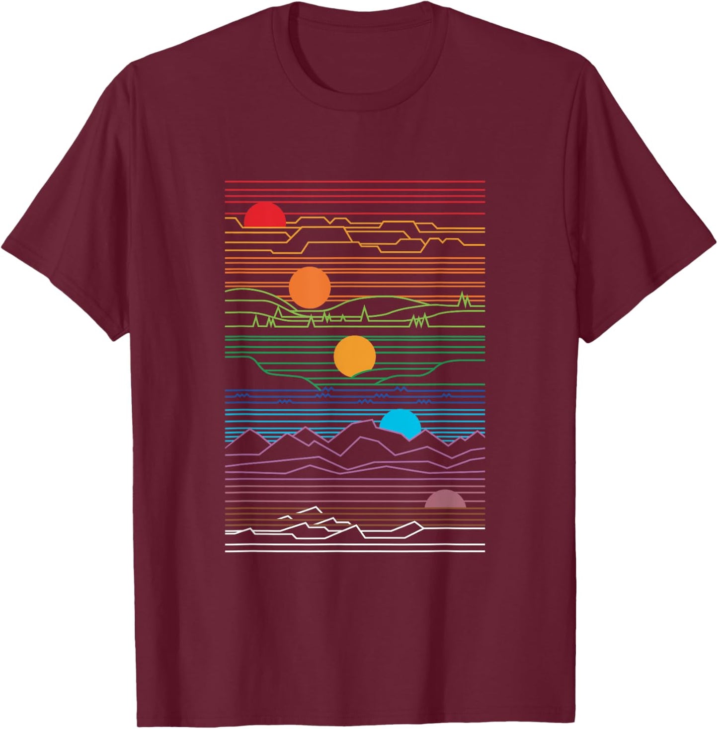Retro 80's vaperwave setting sunset waveform synth design T-Shirt - T-Shirt | Maroon