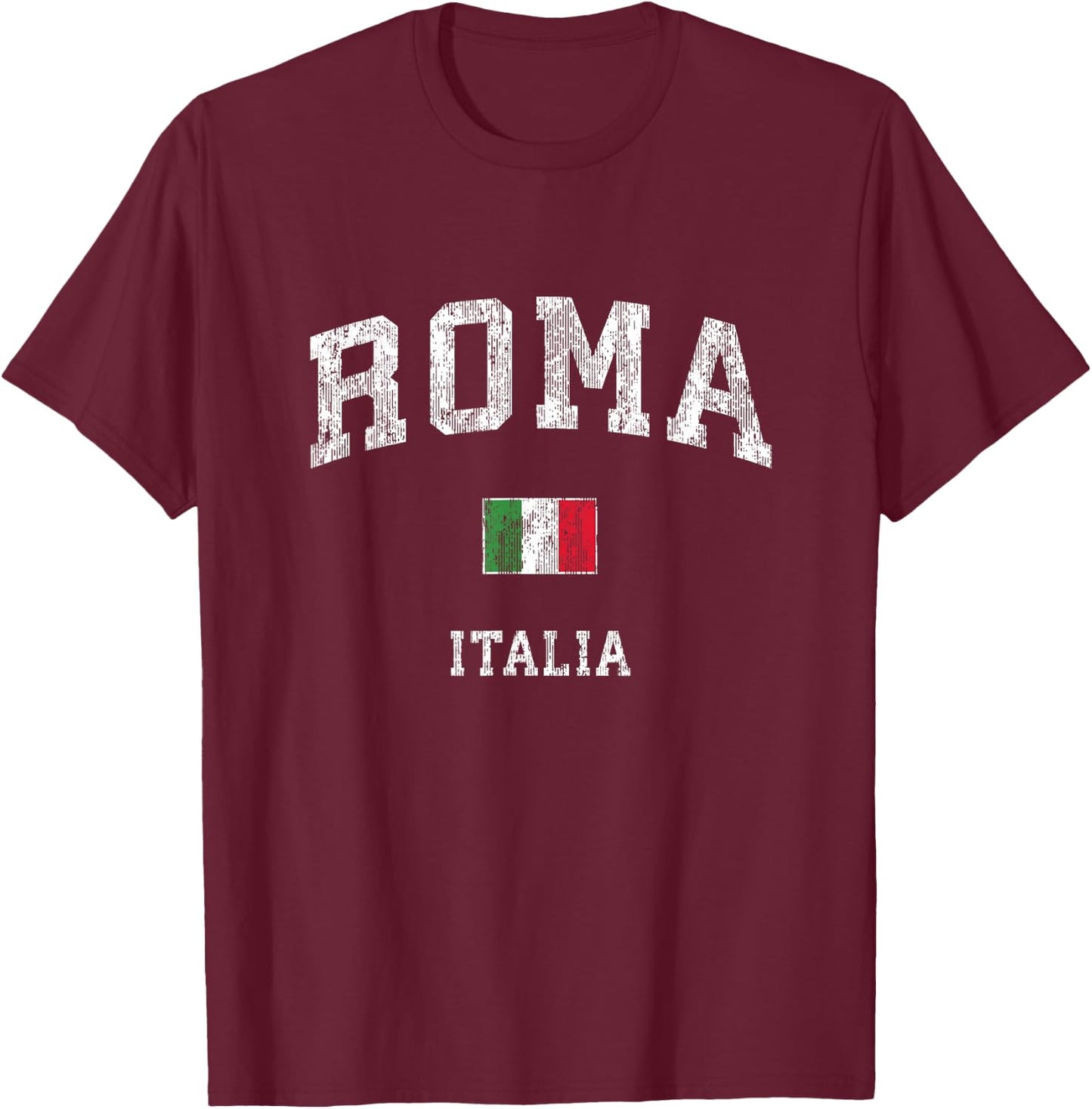 Roma Italia Rome Italy Vintage Athletic Sports Design T-Shirt - T-Shirt | Maroon
