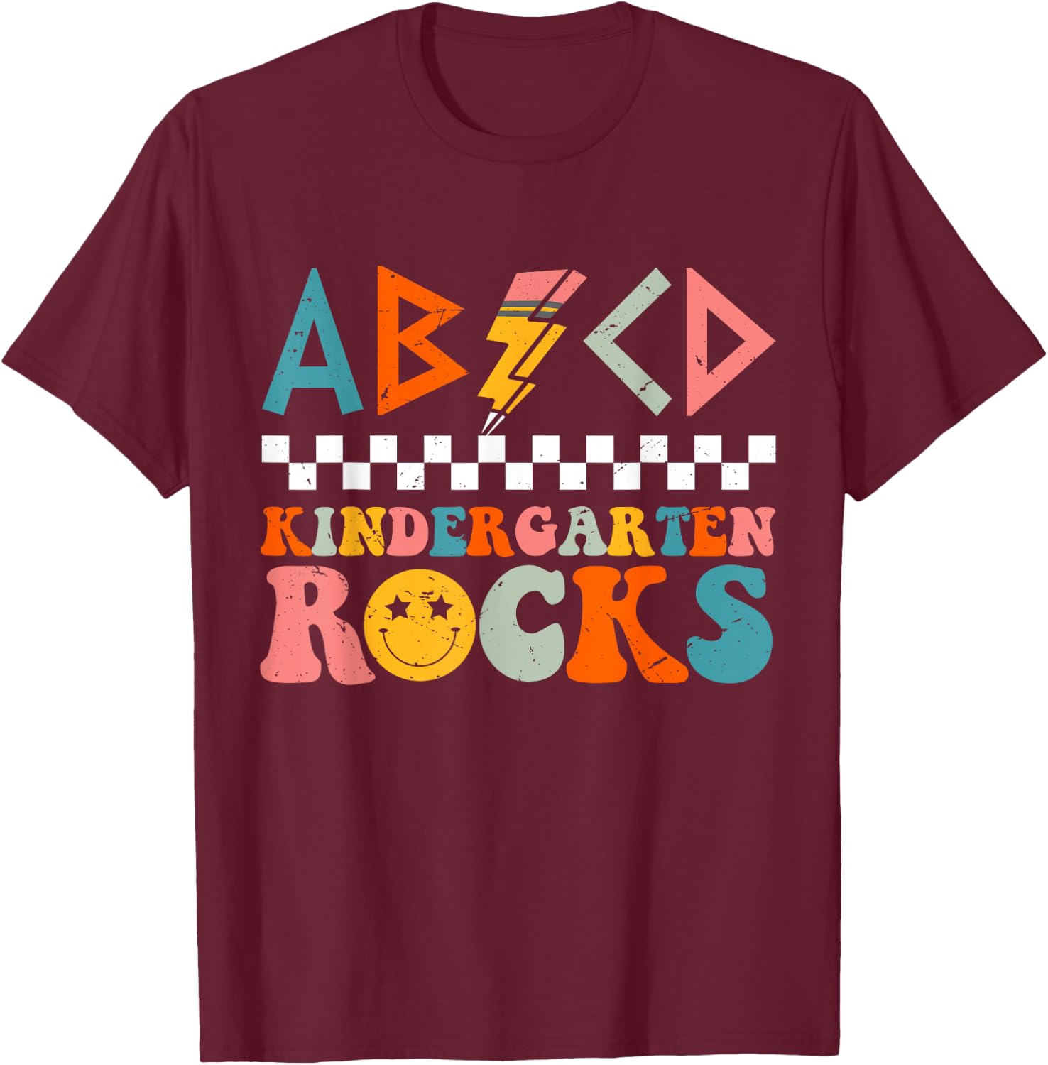 ABCD Kindergarten Rocks Back To School Teacher Kindergarten T-Shirt - T-Shirt | Maroon