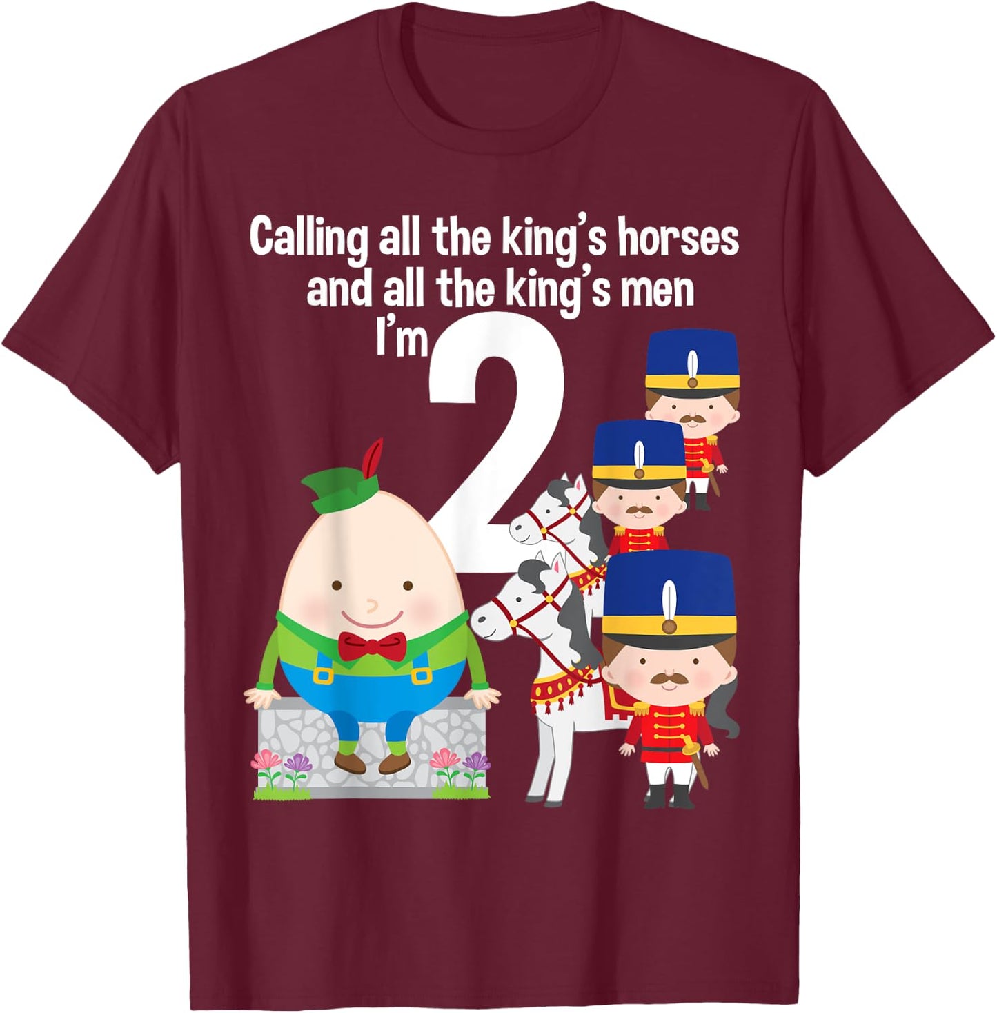 Toddler Kids Humpty Dumpty 2nd Birthday Party Nursery Song T-Shirt - T-Shirt | Maroon