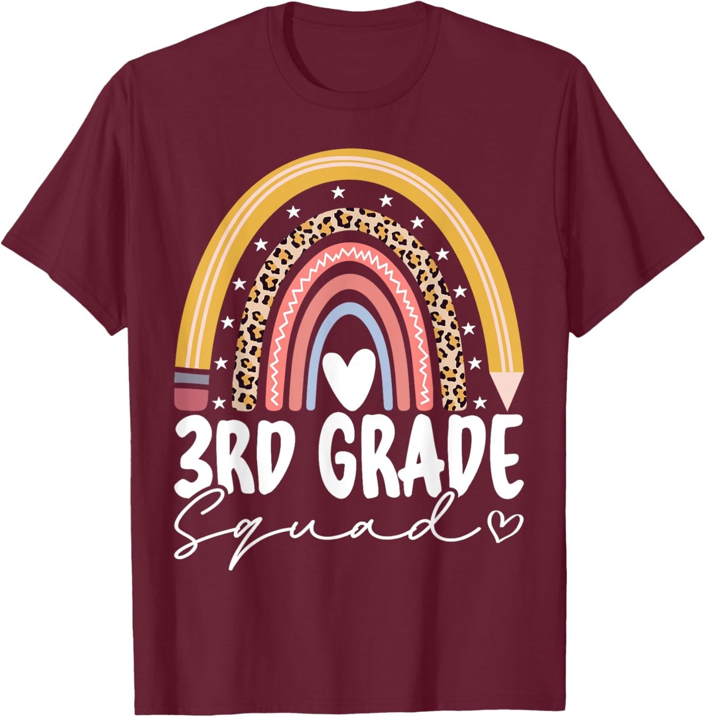 Third Grade Squad 3rd Grade Team Retro First Day of School T-Shirt - T-Shirt | Maroon