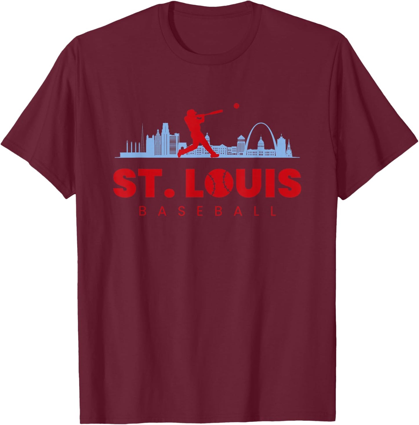 St Louis Baseball Vintage Minimalist Retro Baseball Lover T-Shirt - T-Shirt | Maroon