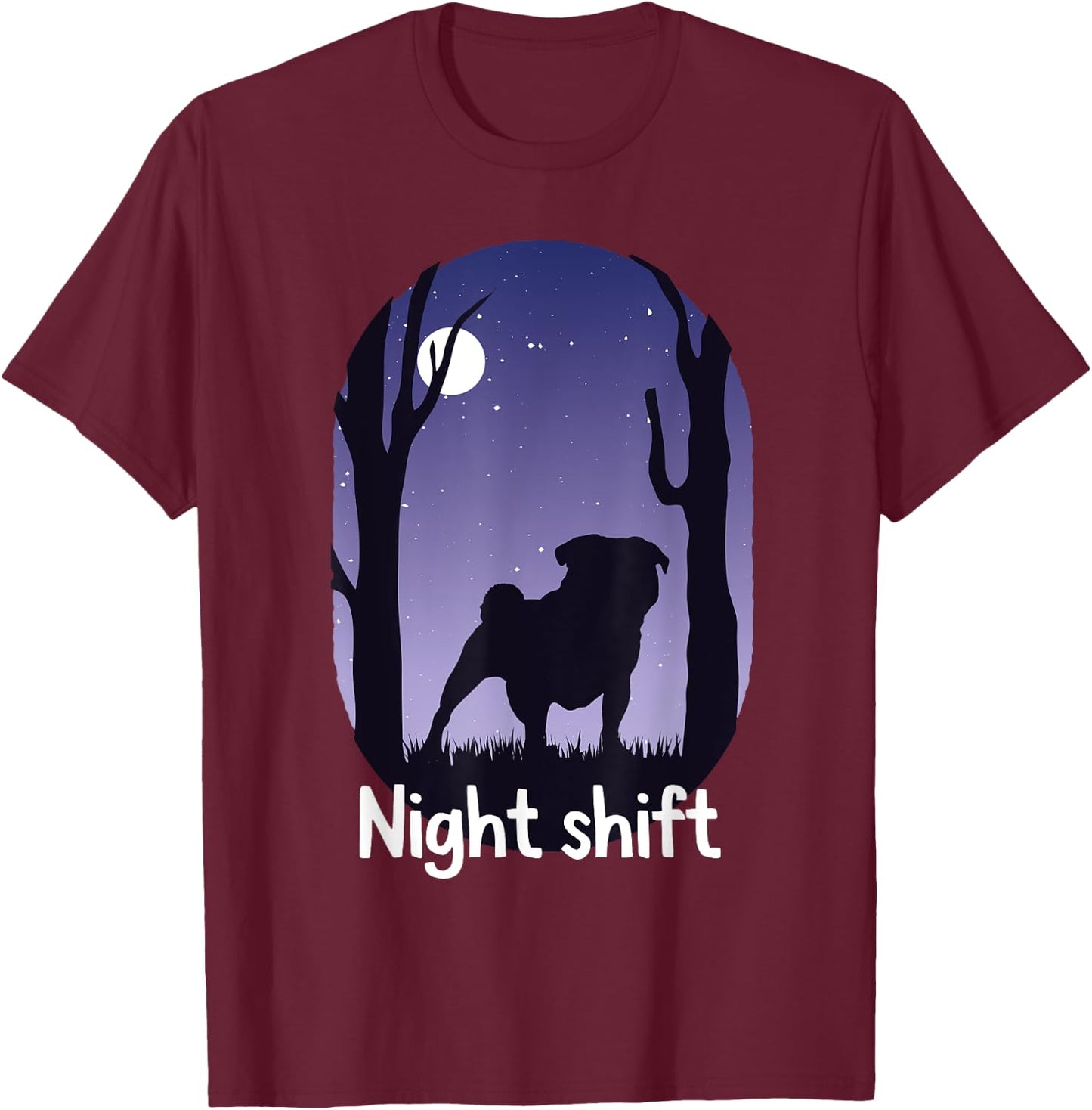 Pug Puggie-Dog T-Shirt - T-Shirt | Maroon