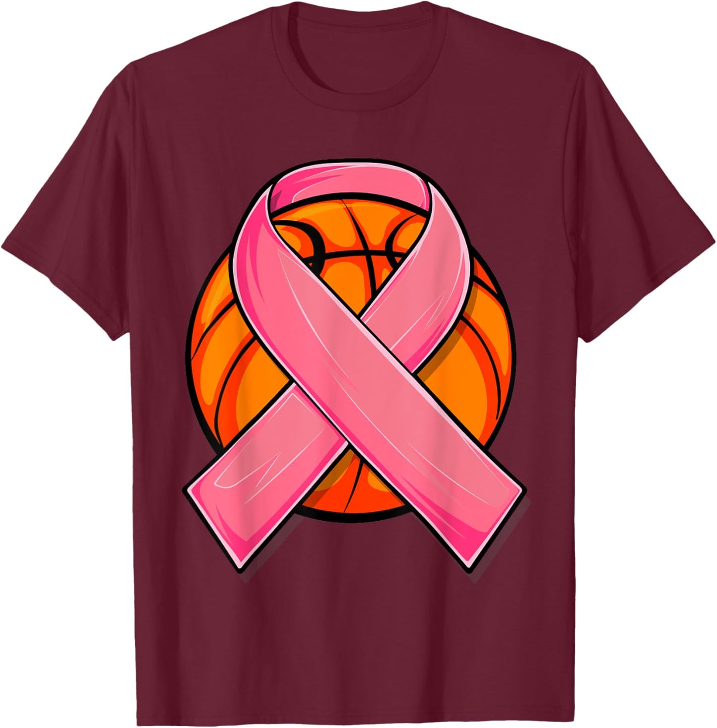 Breast Cancer Basketball, Pink Ribbon Basketball Kids T-Shirt - T-Shirt | Maroon
