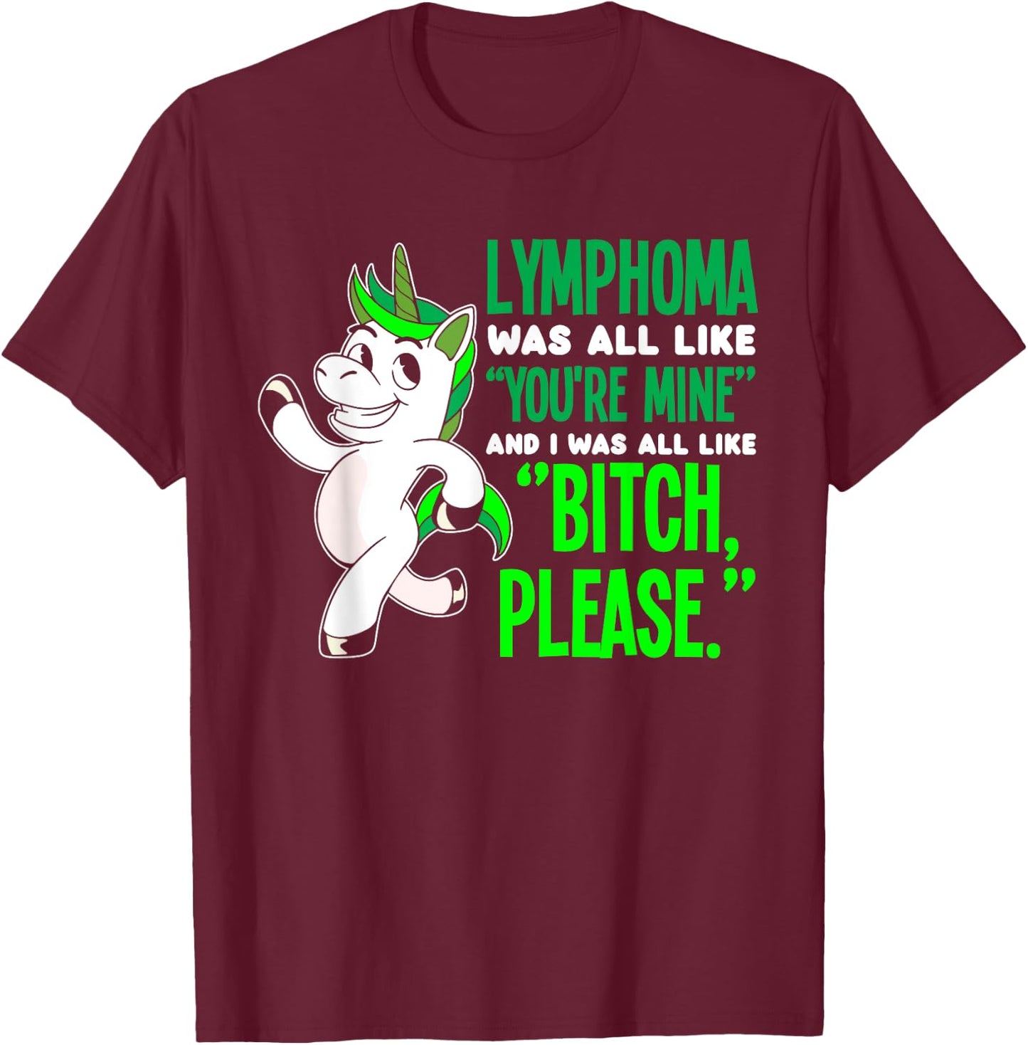 Unicorn Cancer Survivor Non-Hodgkin Lymphoma Awareness T-Shirt - T-Shirt | Maroon