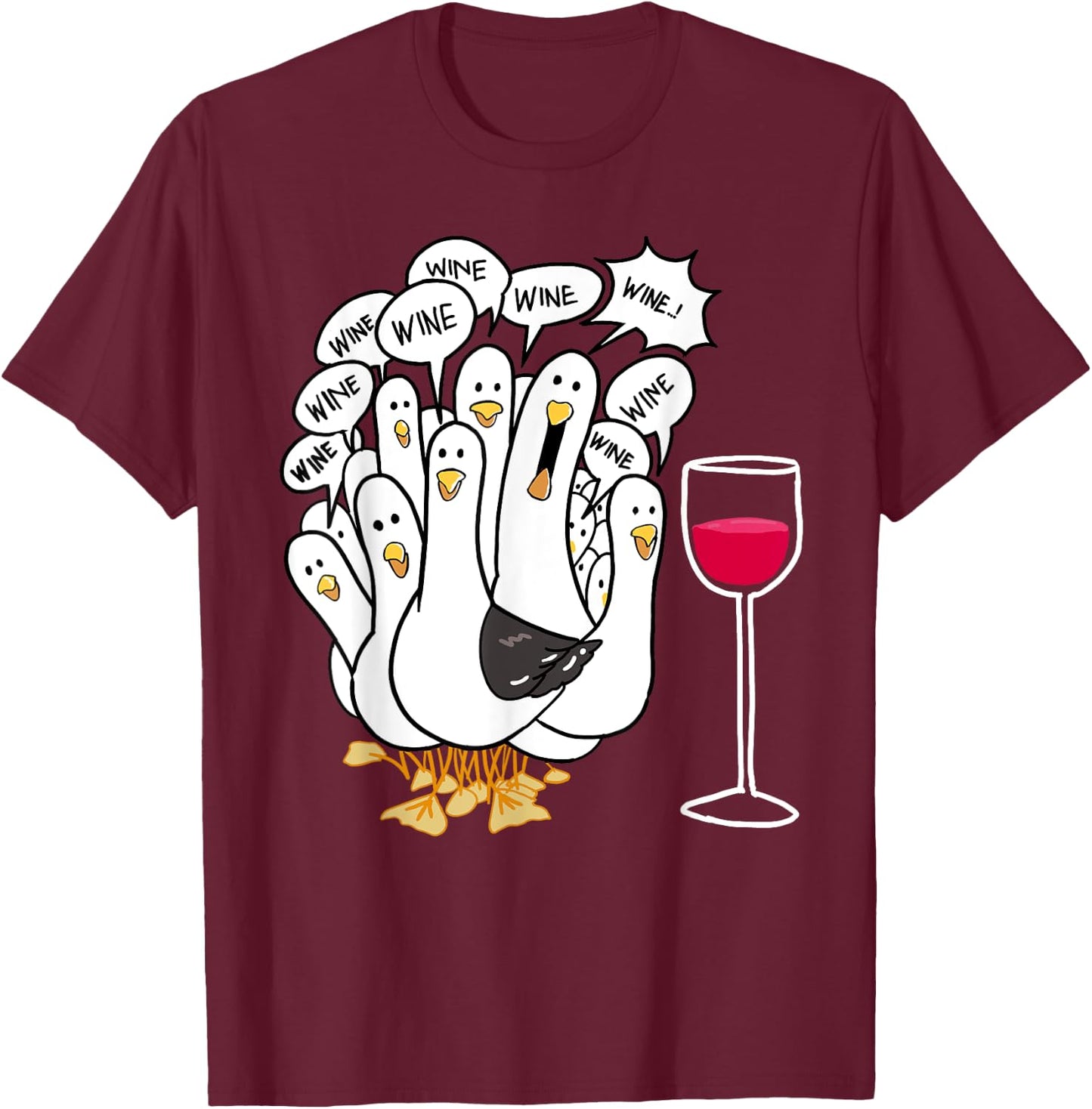 Seagull Wine Funny Bird Lover Drinking Enthusiast Women Gift T-Shirt - T-Shirt | Maroon
