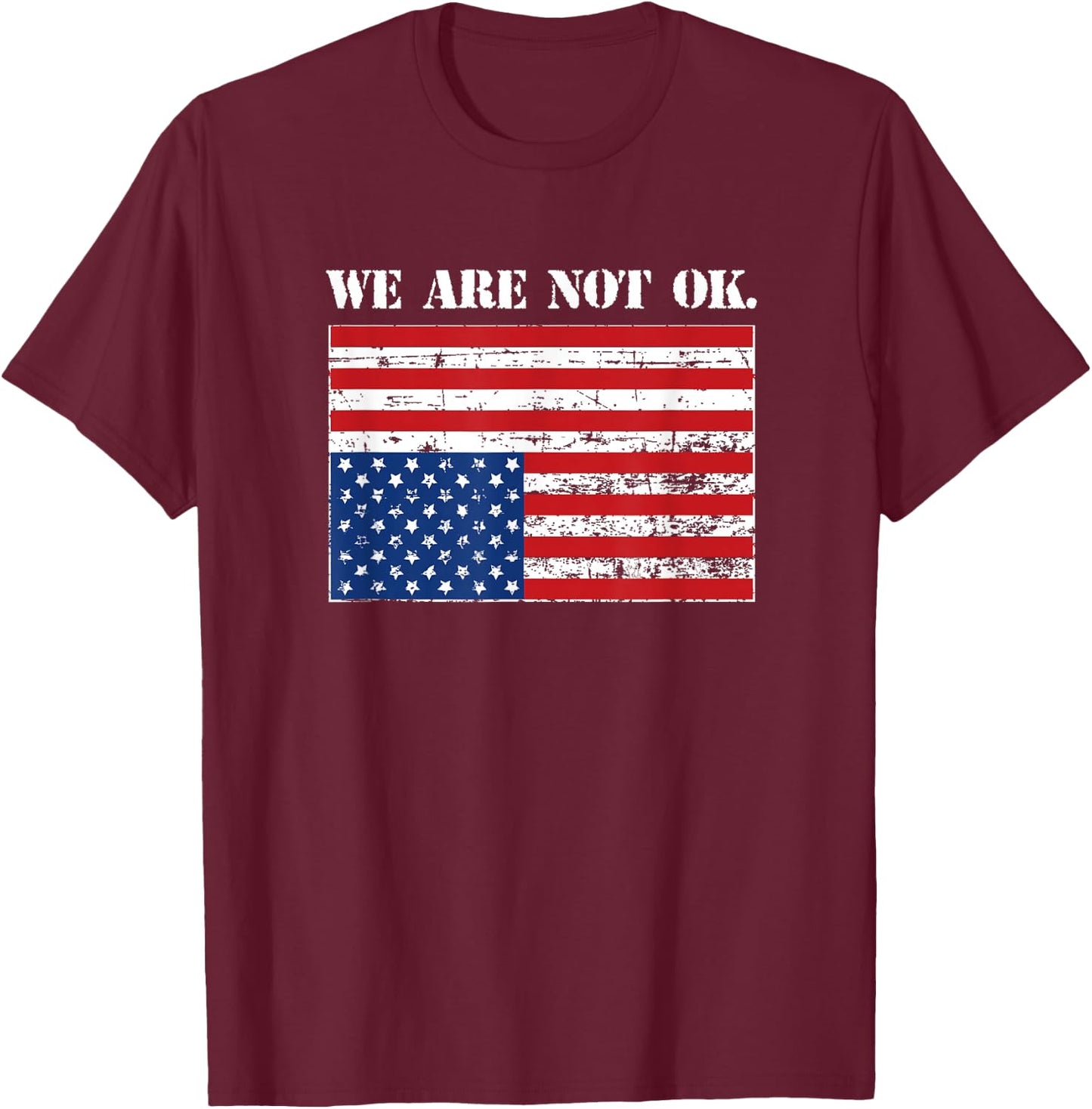 Upside Down USA Flag in Distress Small T-Shirt - T-Shirt | Maroon