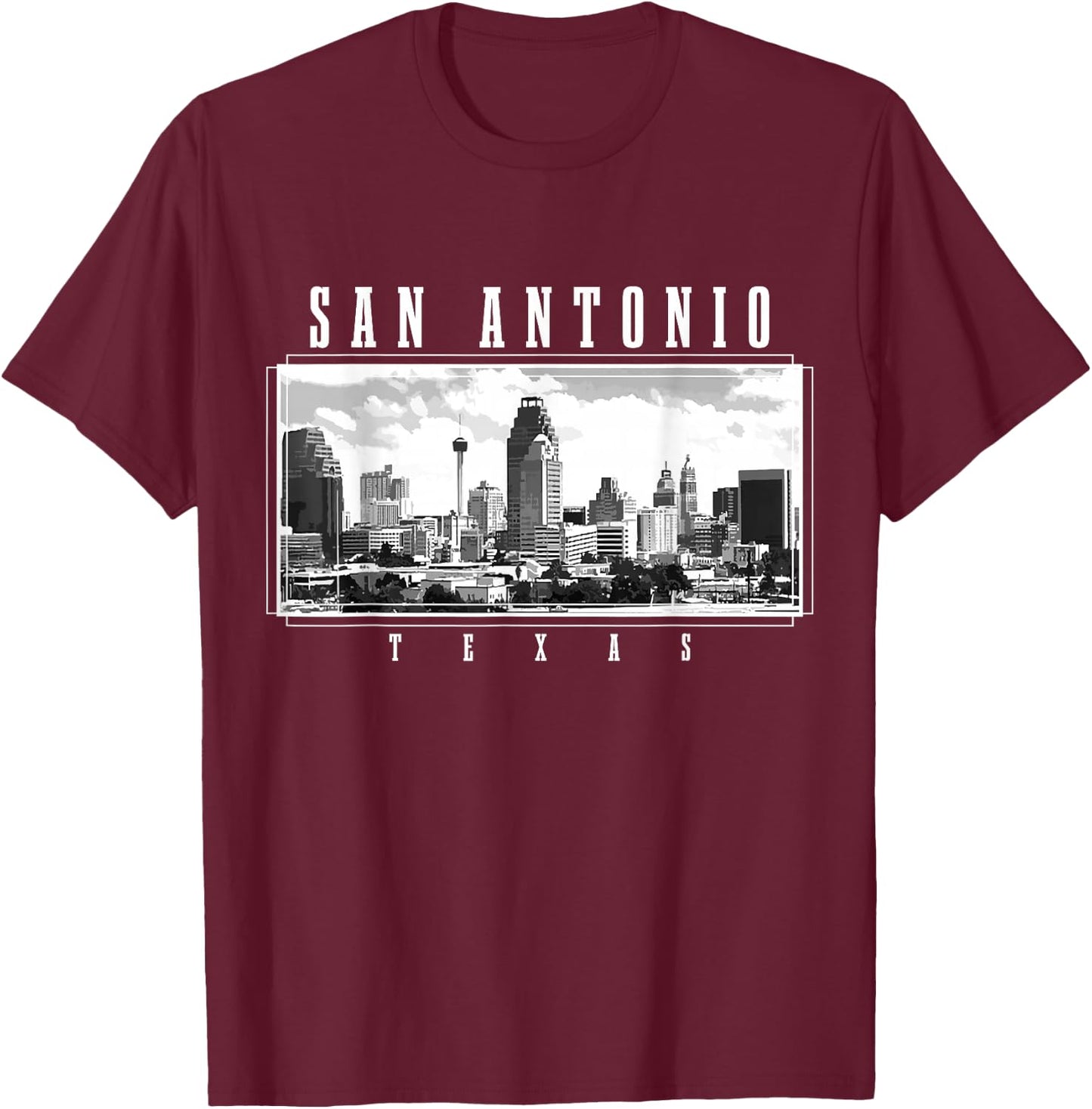 San Antonio Skyline Texas Pride Vintage San Antonio T-Shirt - T-Shirt | Maroon