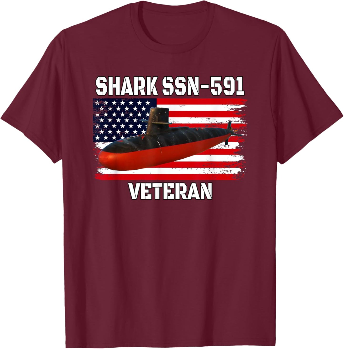Submarine USS Shark SSN-591 Veteran Grandfather Dad Son T-Shirt - T-Shirt | Maroon