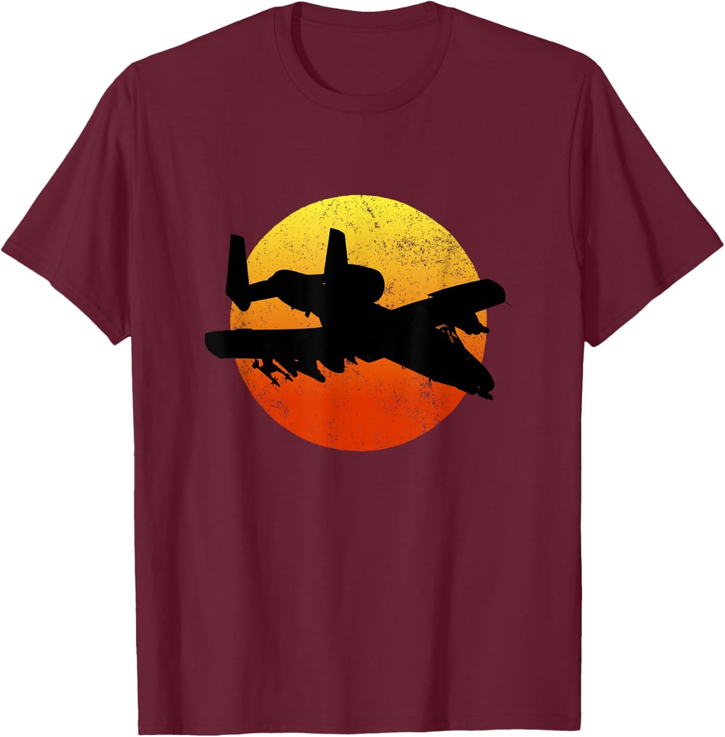 A-10 Warthog Silhouette Sunset Thunderbird Tank Buster A10 T-Shirt - T-Shirt | Maroon