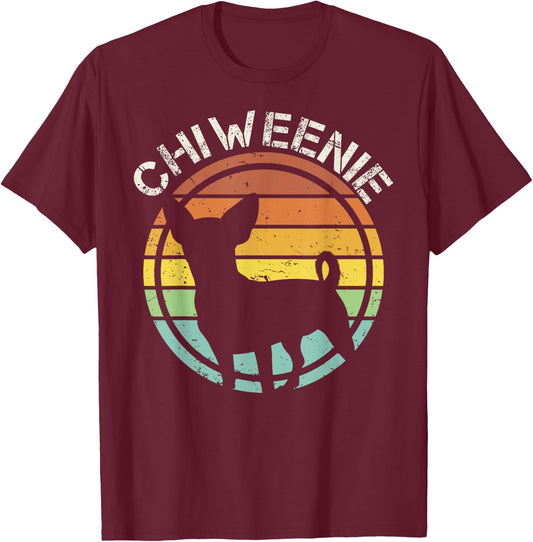Cute Retro Chiweenie Silhouette Gift design for Chiweenies T-Shirt - T-Shirt | Maroon