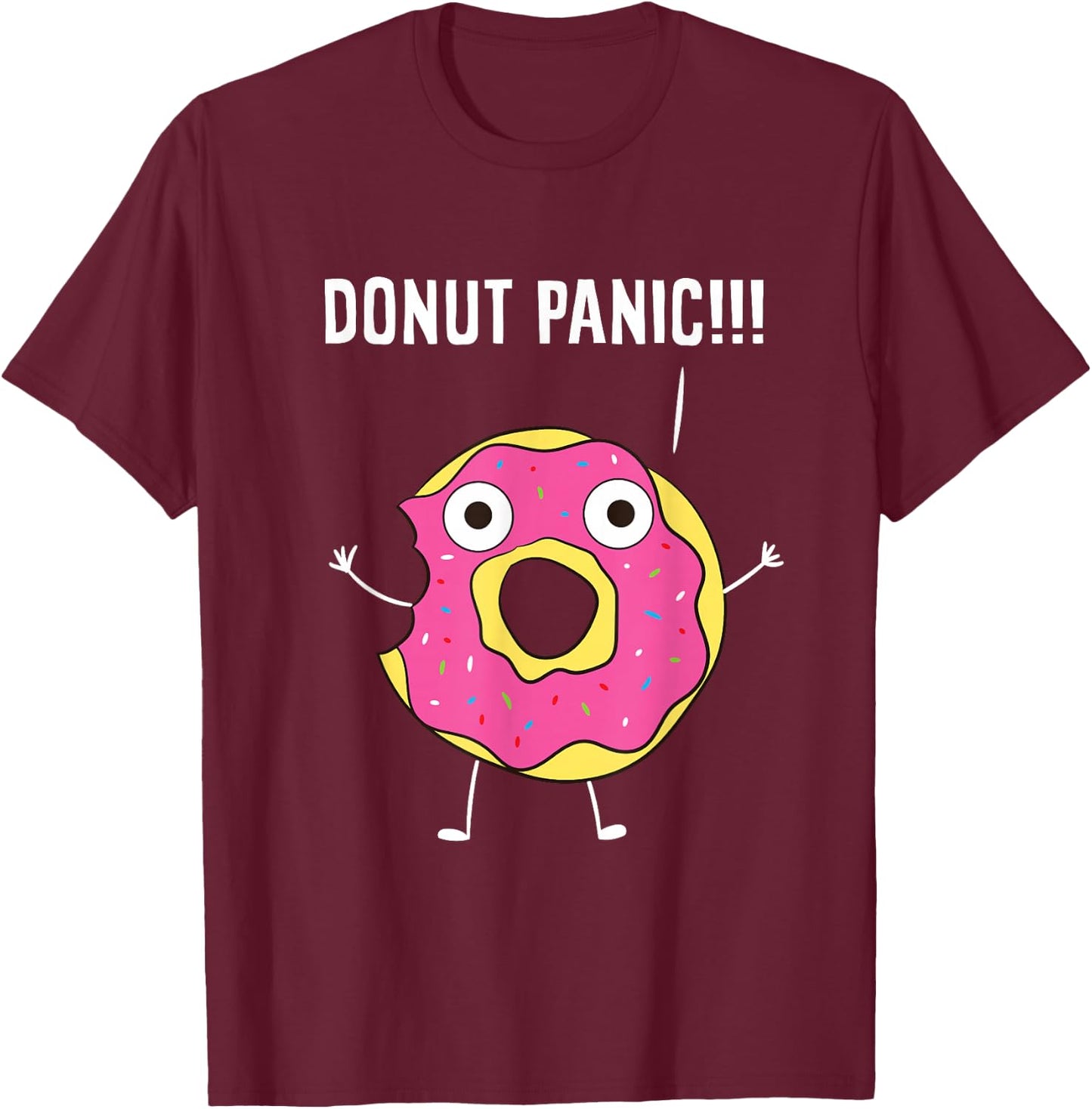 Donuts Funny Doughnut Panic Sweets Donuts T-Shirt - T-Shirt | Maroon