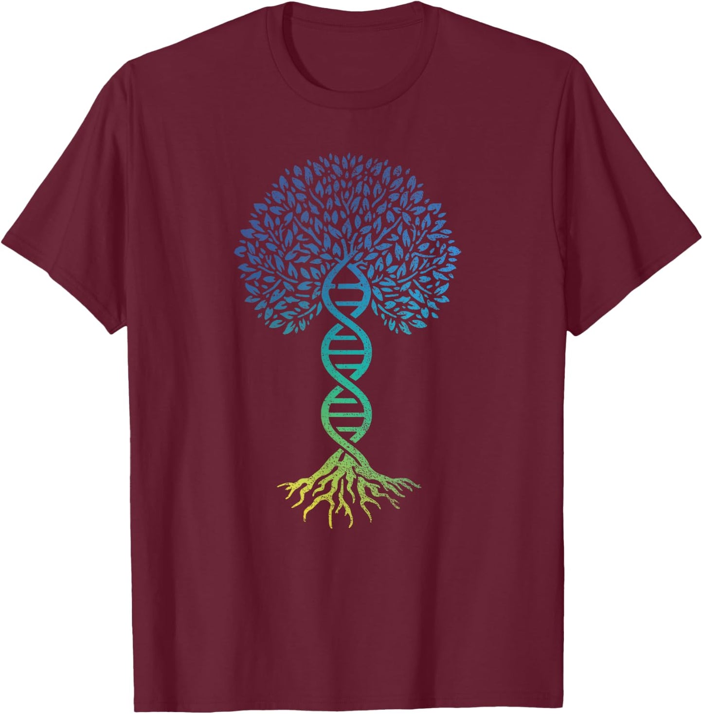 Tree Of Life DNA Science Genetics Earth Day Genealogy Blue T-Shirt - T-Shirt | Maroon