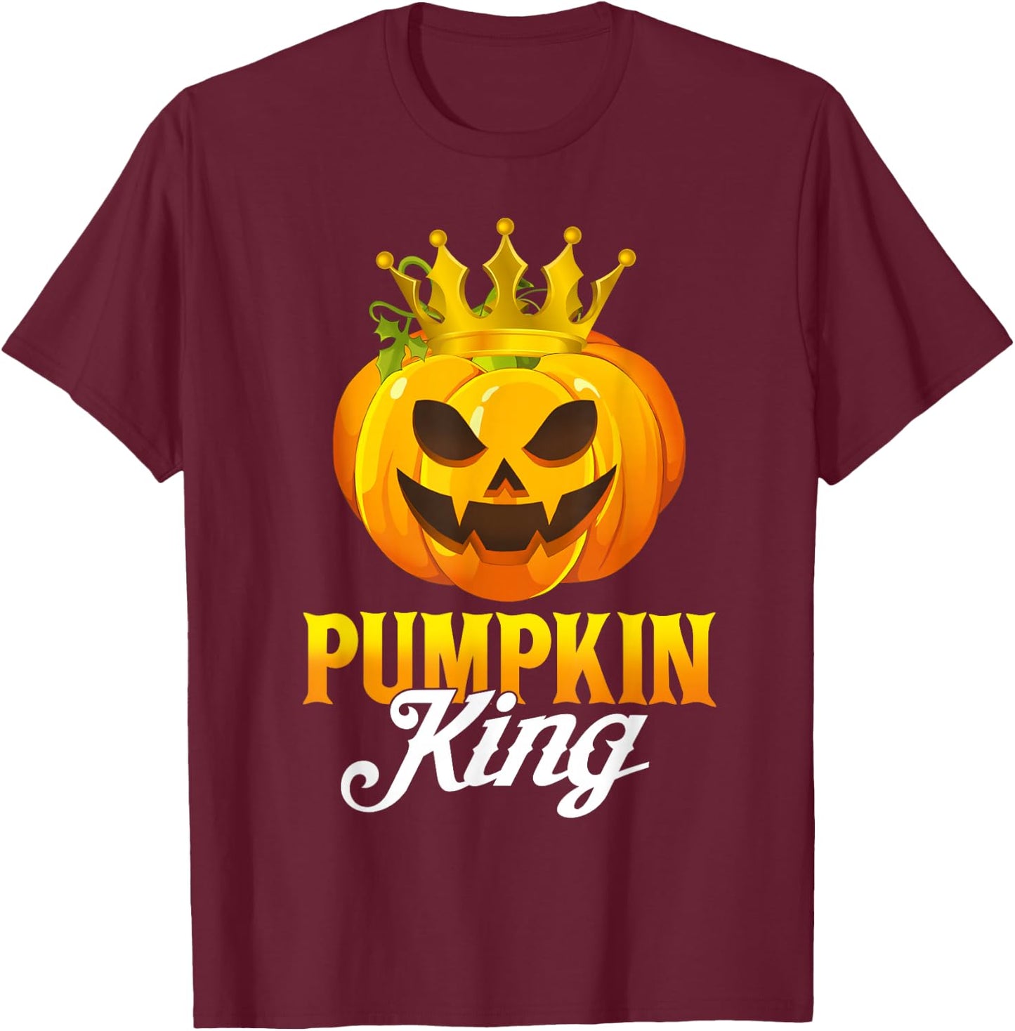 Vintage Pumpkin King Funny Pumpkin Couple Costume Halloween T-Shirt - T-Shirt | Maroon