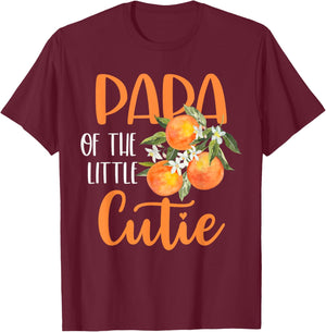 Papa Little Cutie Baby Shower Orange 1st Birthday Party T-Shirt - T-Shirt | Maroon