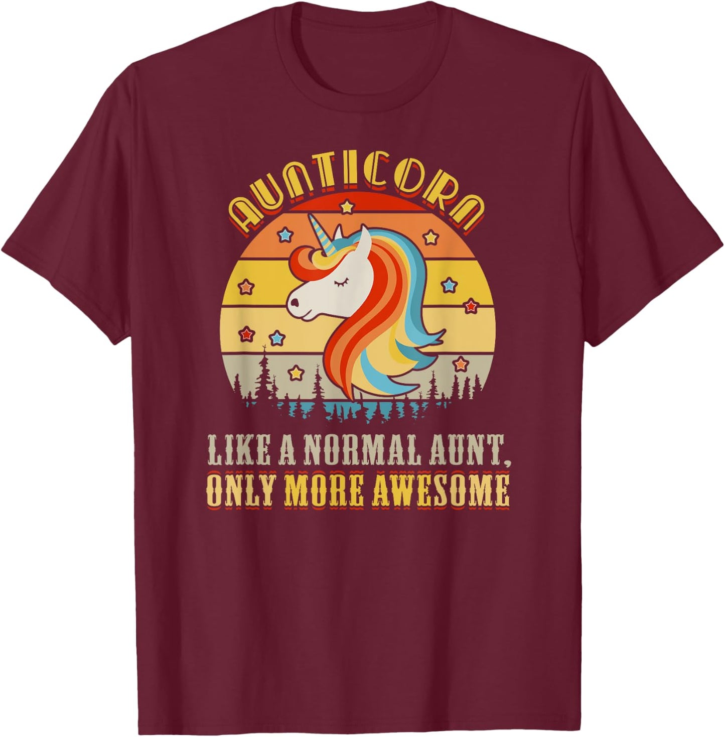 Best Auntiecorn Aunt Ever Gifts from Niece Nephew Black Women's Aunticorn Like Normal Aunt Only More Awesome Auntie Unicorn T-Shirt - T-Shirt | Maroon