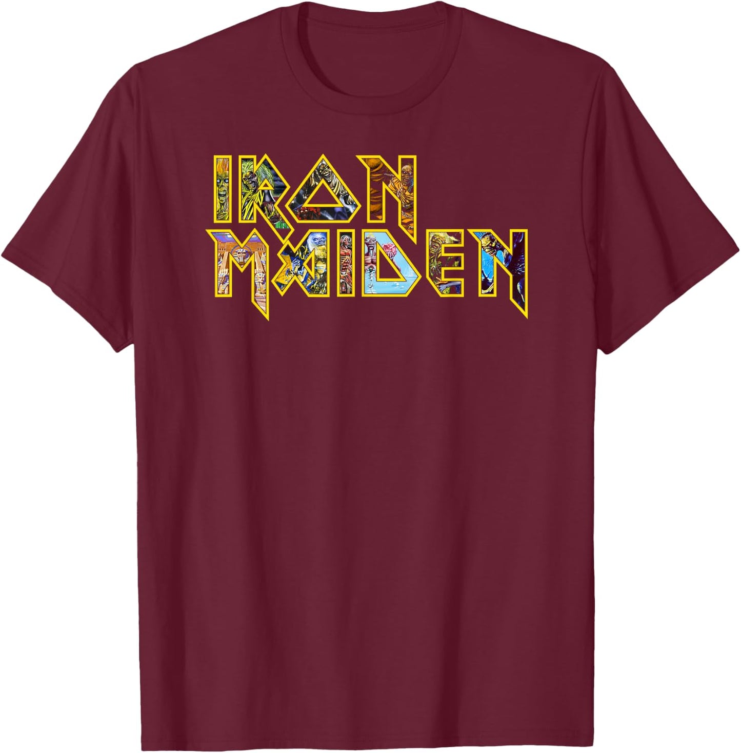 Iron Maiden - Eddie Logo T-Shirt - T-Shirt | Maroon