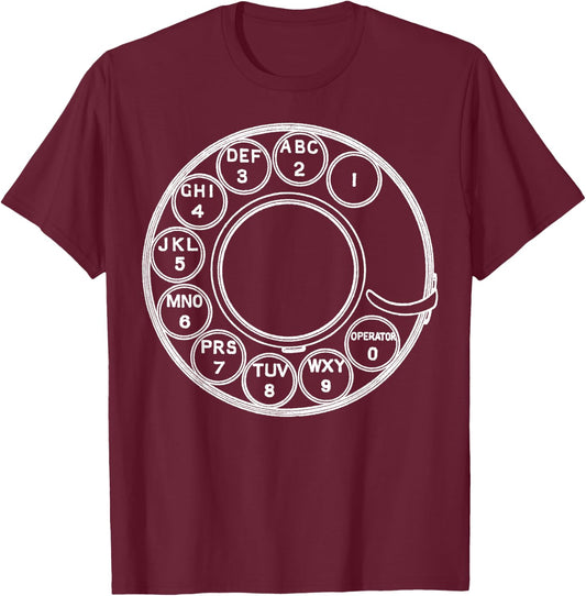 Nerdy Vintage Rotary Phone Dial Math Science Teacher White Men Women Girls Kids T-Shirt - T-Shirt | Maroon