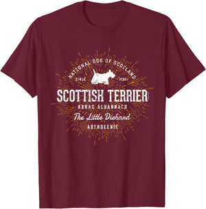 Vintage Scottie for Dog Lovers Scottish Terrier T-Shirt - T-Shirt | Maroon