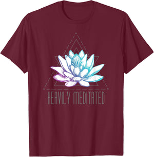 Heavily Meditated Lotus Minimalist Meditation Spiritual T-Shirt - T-Shirt | Maroon