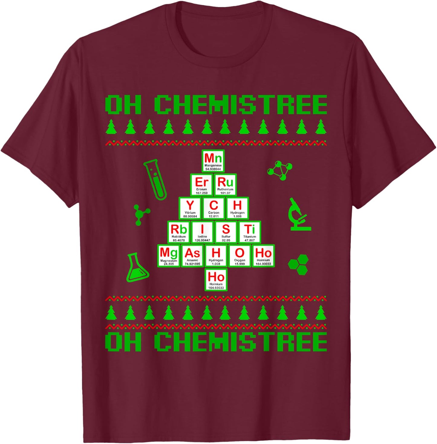 Science Christmas Oh Chemist Tree Chemistree Chemistry T-Shirt - T-Shirt | Maroon