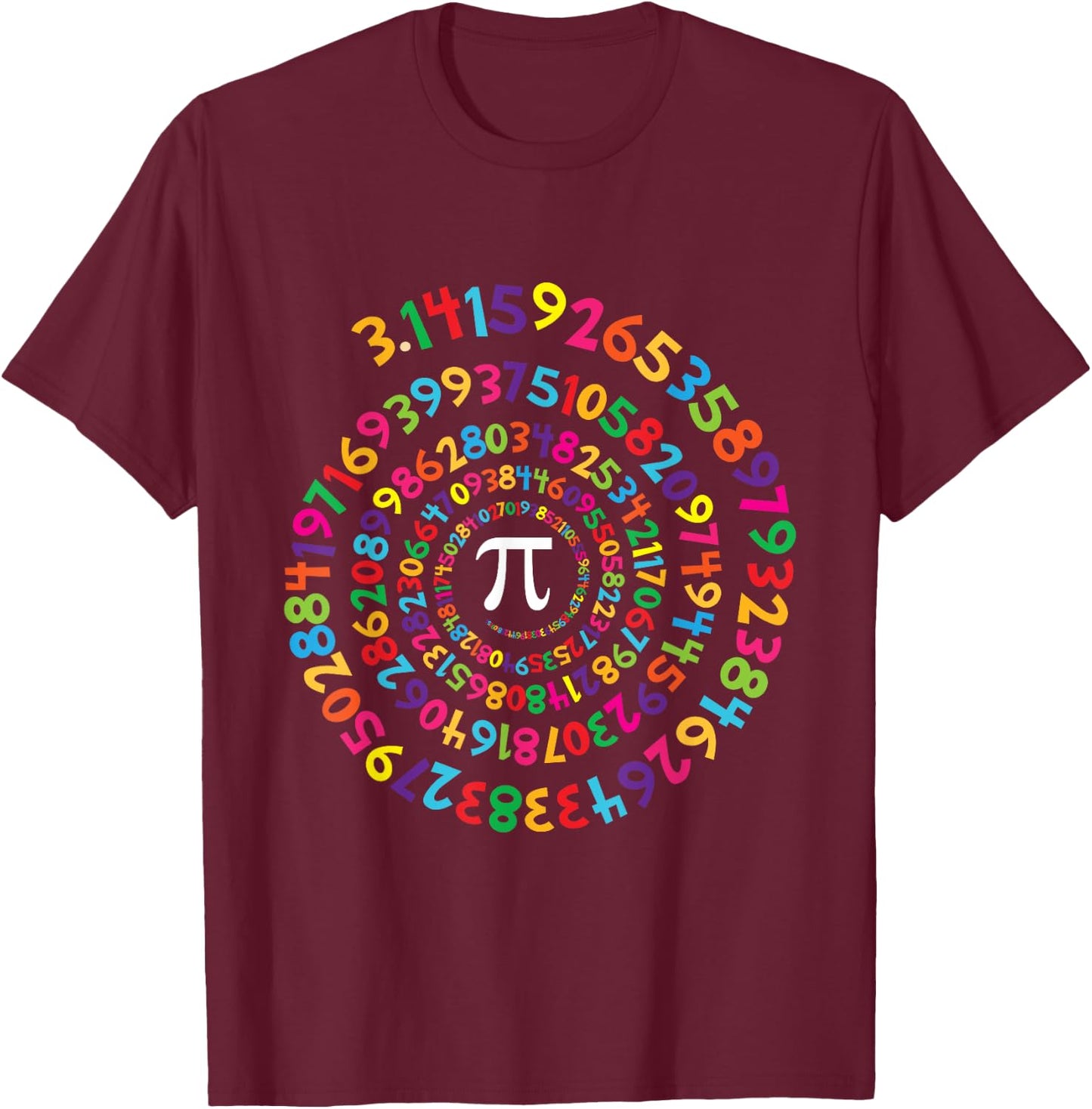 Colorful Pi Swirl - Pi Day & Math Lover Gift T-Shirt - T-Shirt | Maroon