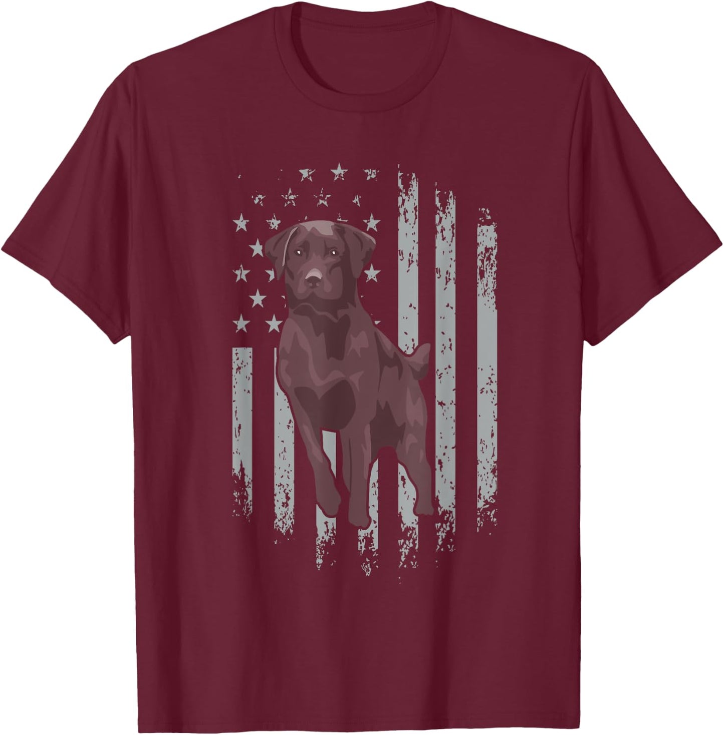 Chocolate Lab American Flag Brown Labrador Retriever Owner T-Shirt - T-Shirt | Maroon