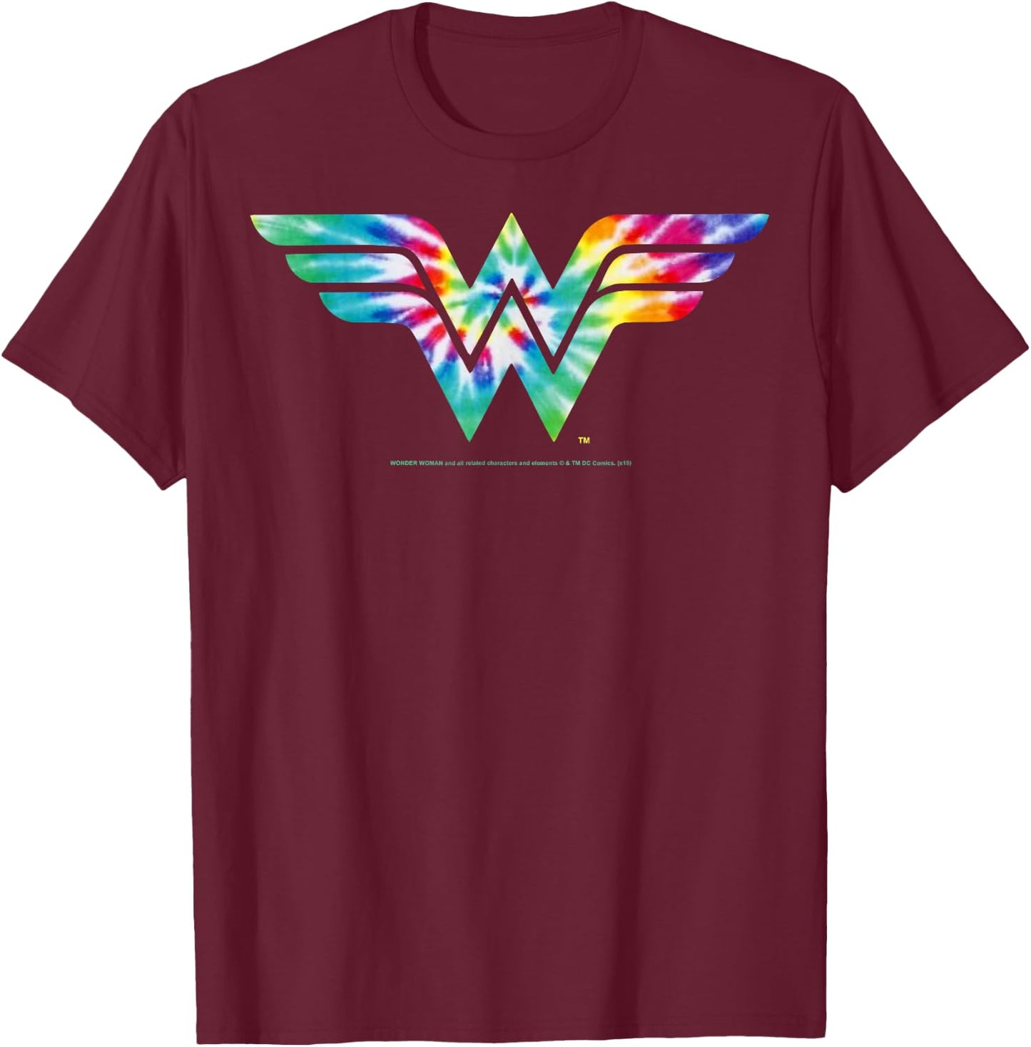 DC Comics Wonder Woman Tie Dye Logo Small T-Shirt - T-Shirt | Maroon