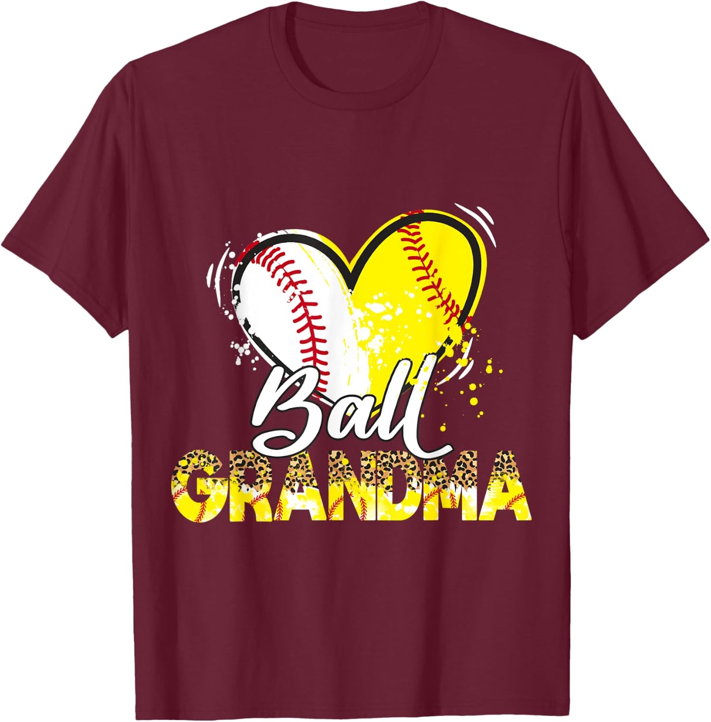 Grandma of Both Baseball Softball Sport Matching Family T-Shirt - T-Shirt | Maroon