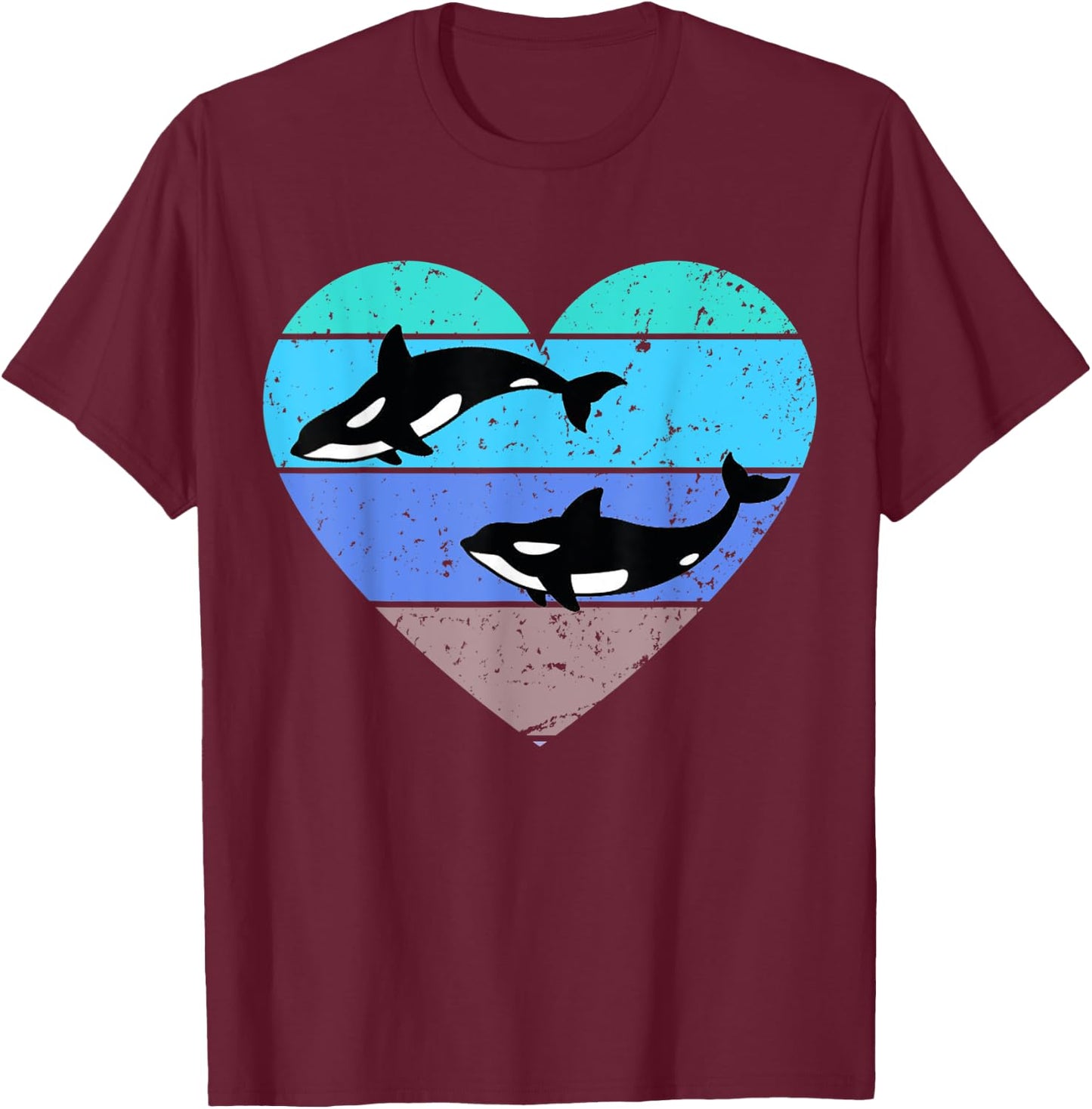 Orca Killer Whale Retro Gift T-Shirt - T-Shirt | Maroon