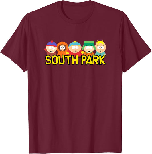 South Park Gang Behind Logo T-Shirt - T-Shirt | Maroon